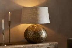 Purana Etched Table Lamp Base - Brass