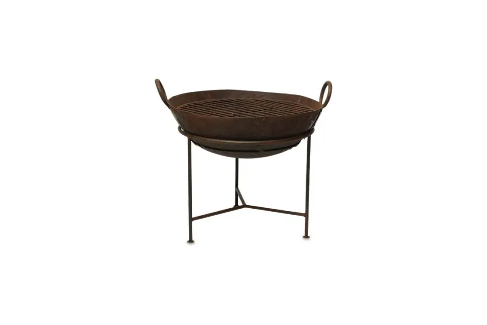 Reclaimed Iron Kadai With Grill - Small