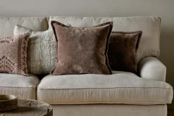 Renwal Velvet & Linen Cushion Cover - Brown