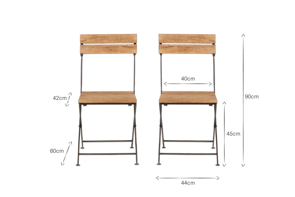 Rishikesh Reclaimed Wood & Iron Folding Chairs - (Set of 2)