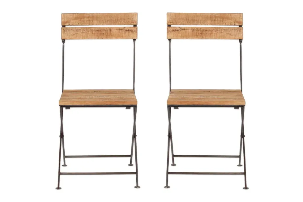 Rishikesh Reclaimed Wood & Iron Folding Chairs - (Set of 2)