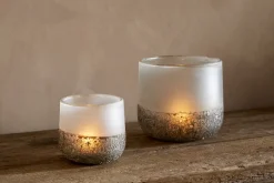 Riyara Recycled Glass Tealight Holder - Silver Sparkle