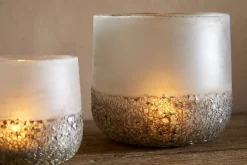 Riyara Recycled Glass Tealight Holder - Silver Sparkle