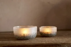 Riyara Recycled Glass Tealights - Silver Sparkle - (Set of 2)