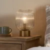 Rizal Fluted Glass Bedside Table Lamp - Antique Brass & Clear