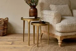 Rohia Cast Metal Side Table - Brass
