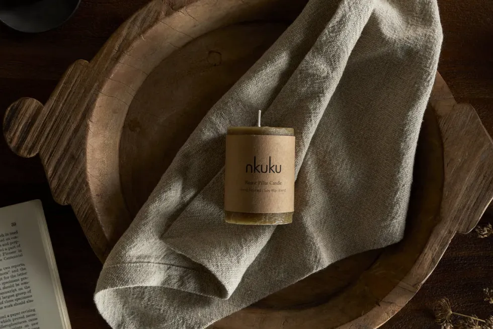 Rustic Soy Blend Mini Pillar Candle - Olive