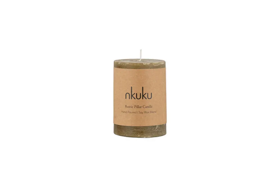 Rustic Soy Blend Mini Pillar Candle - Olive