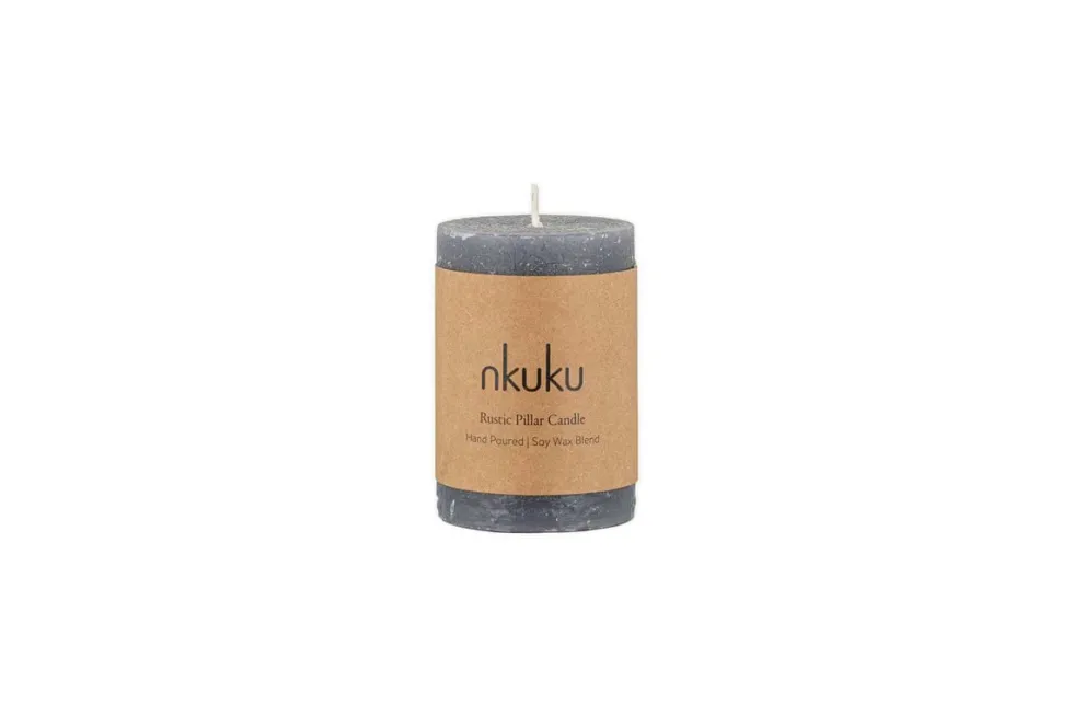 Rustic Soy Blend Mini Pillar Candle - Charcoal
