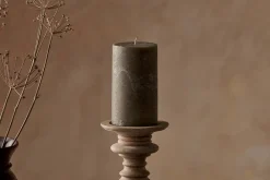 Rustic Soy Blend Pillar Candle - Olive Green - Large