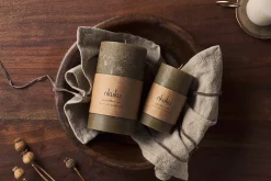 Rustic Soy Blend Pillar Candle - Olive Green - Large