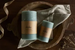 Rustic Soy Blend Pillar Candle - Sage Green - Large