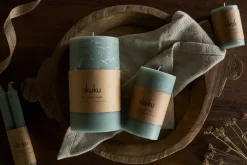 Rustic Soy Blend Pillar Candle - Sage Green - Large