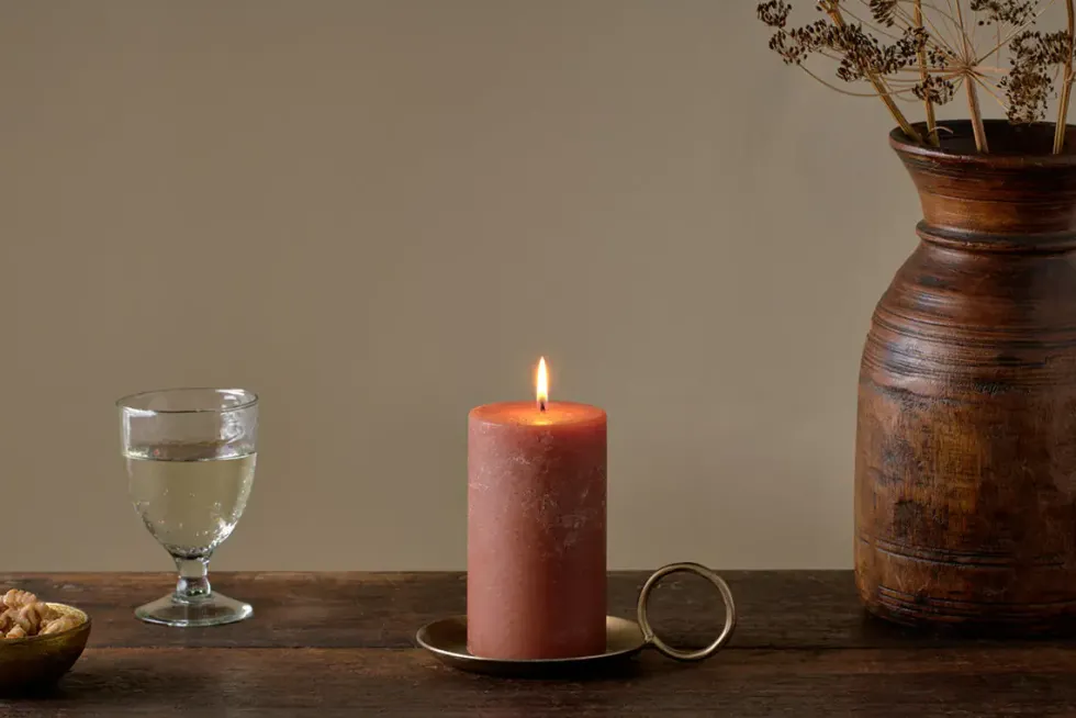 Rustic Soy Blend Pillar Candle - Rust - Small