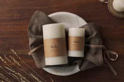 Rustic Soy Blend Pillar Candle - White - Large