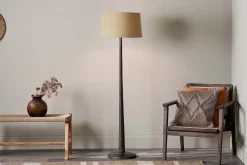Sahar Mango Wood Floor Lamp - Dark Stain