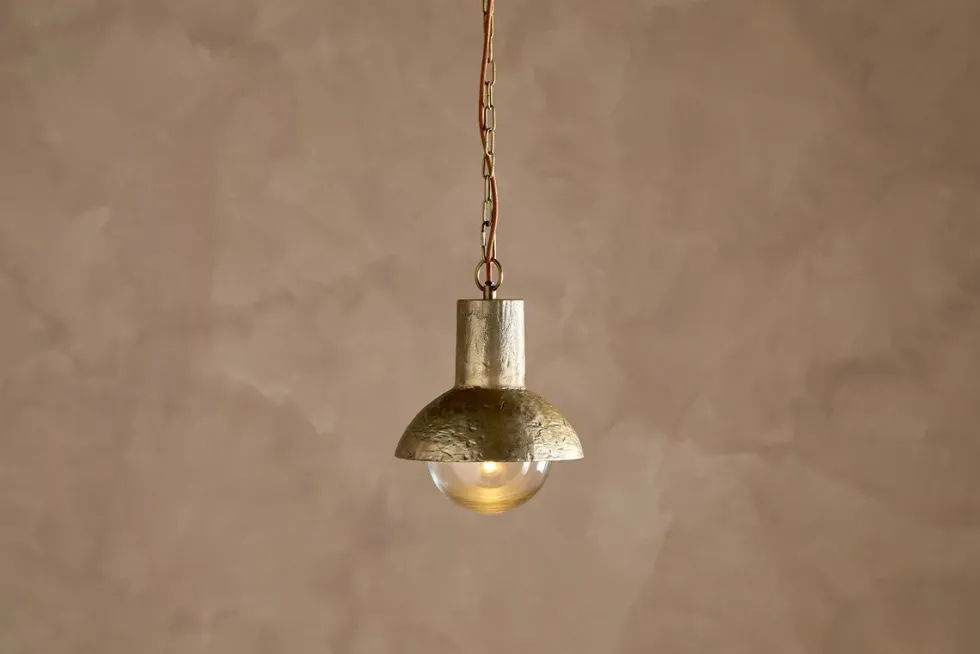 Sakti Brass & Recycled Glass Pendant - Clear
