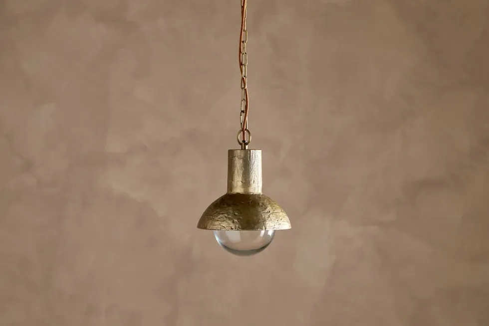 Sakti Brass & Recycled Glass Pendant - Clear
