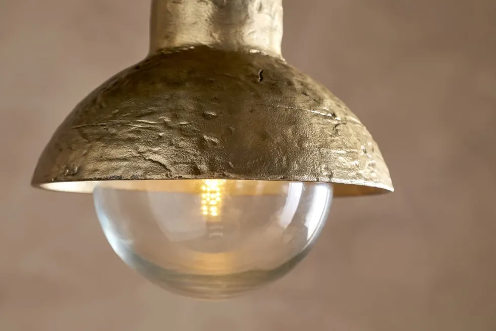 Sakti Brass & Recycled Glass Pendant - Clear