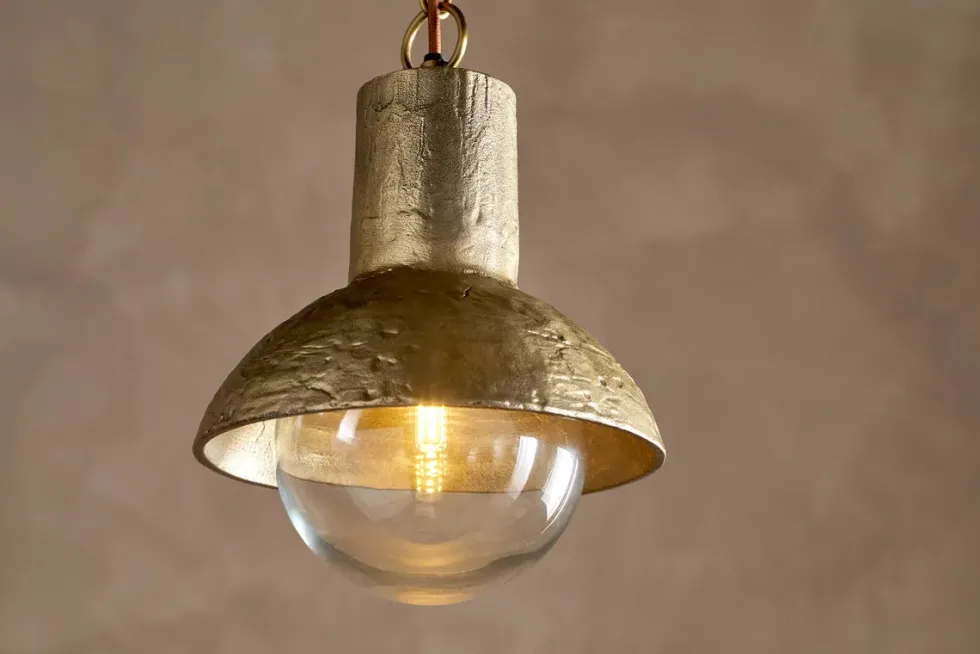 Sakti Brass & Recycled Glass Pendant - Clear