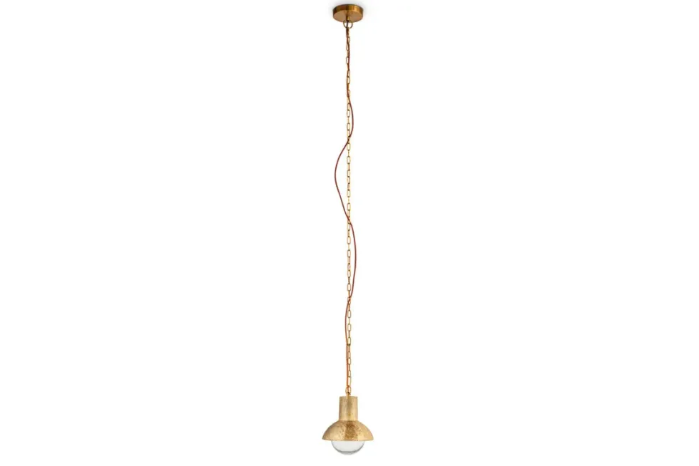 Sakti Brass & Recycled Glass Pendant - Clear
