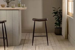 Samaira Leather Counter Stool - Dark Brown