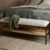 Sanja Cotton Upholstered Bench - Charcoal & Natural