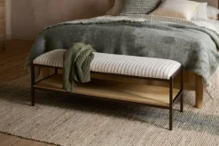 Sanja Cotton Upholstered Bench - Charcoal & Natural