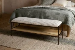 Sanja Cotton Upholstered Bench - Charcoal & Natural