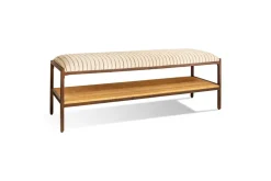 Sanja Cotton Upholstered Bench - Charcoal & Natural