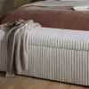 Sanja Stripe Cotton & Linen Upholstered Storage Bench - Grey