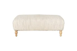 Sanja Stripe Upholstered Ottoman - Off White