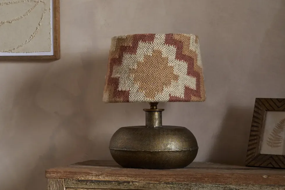 Shanto Jute Kilim Lampshade - Rust & Natural - Medium