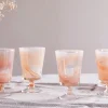 Shirali Marble Swirl Wine Glass - Apricot - (Set of 4)