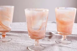 Shirali Marble Swirl Wine Glass - Apricot - (Set of 4)
