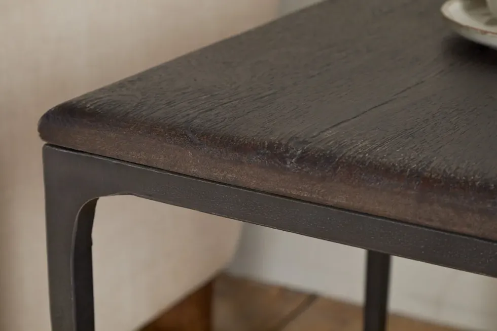 Sita Reclaimed Wood & Iron Side Table - Chocolate Brown