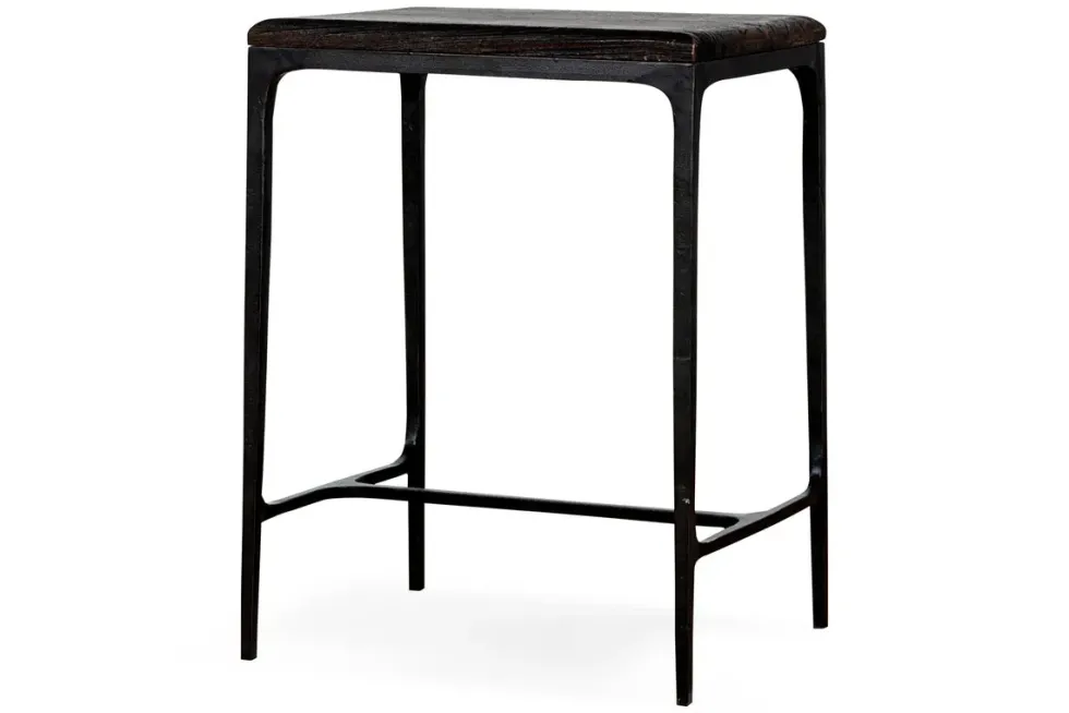 Sita Reclaimed Wood & Iron Side Table - Chocolate Brown
