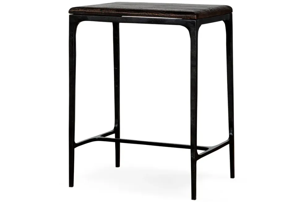 Sita Reclaimed Wood & Iron Side Table - Chocolate Brown