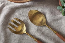 Soni Salad Servers - Gold & Acacia (Set of 2)