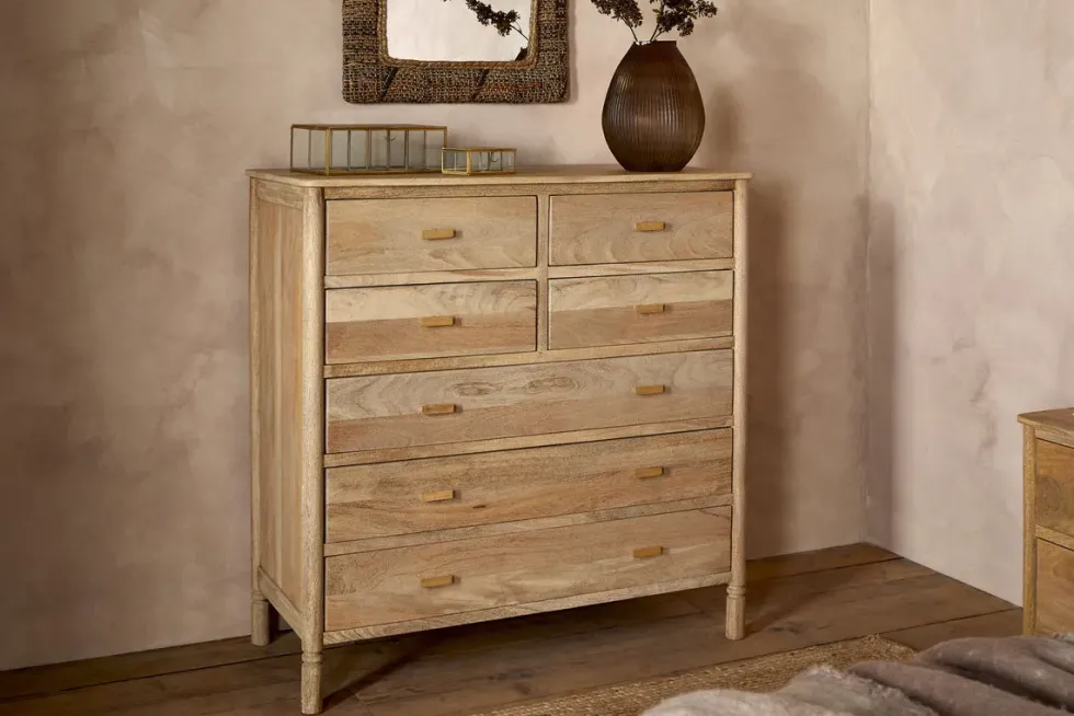 Sri Mango Wood Chest of Drawers - Natural