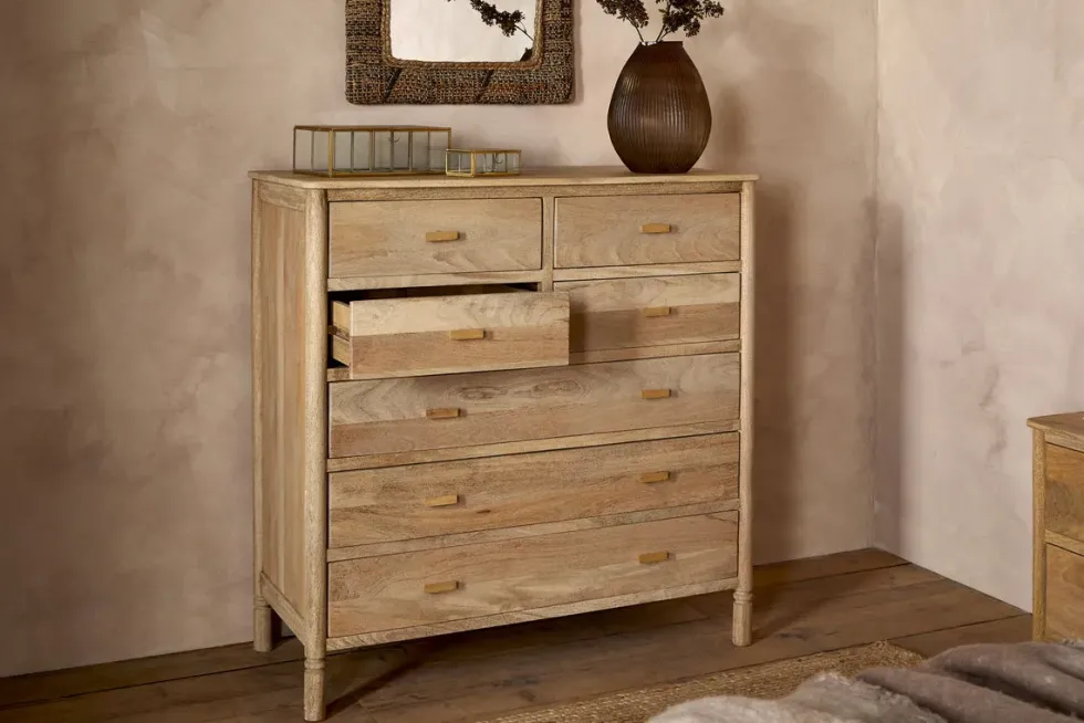 Sri Mango Wood Chest of Drawers - Natural