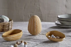 Surya Recycled Cotton Paper Side Opening Egg - Ochre & Cream