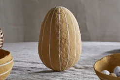 Surya Recycled Cotton Paper Side Opening Egg - Ochre & Cream