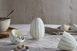 Surya Recycled Cotton Paper Standing Opening Egg - Teal & Cream