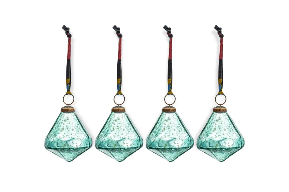 Tamti Baubles - Teal Crackle - (Set of 4)