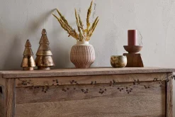 Tanu Mango Wood Beaded Garland - Brass & Ruby