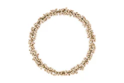 Tanu Mango Wood Beaded Wreath - Brass & Natural