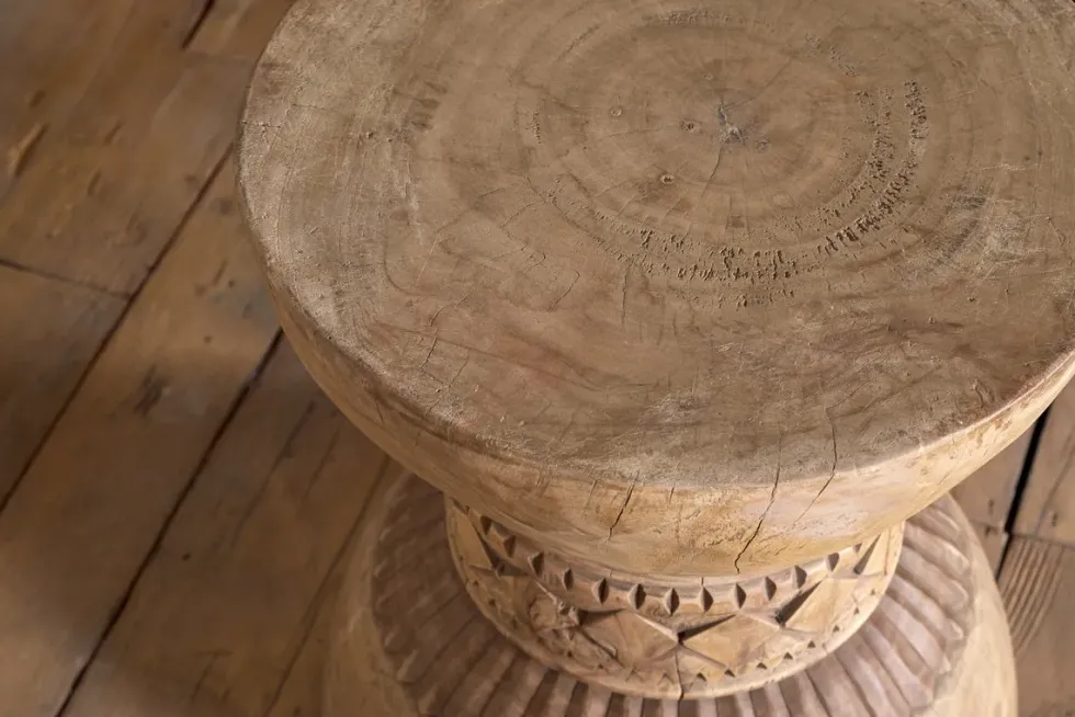 Taru Carved Side Table - Natural