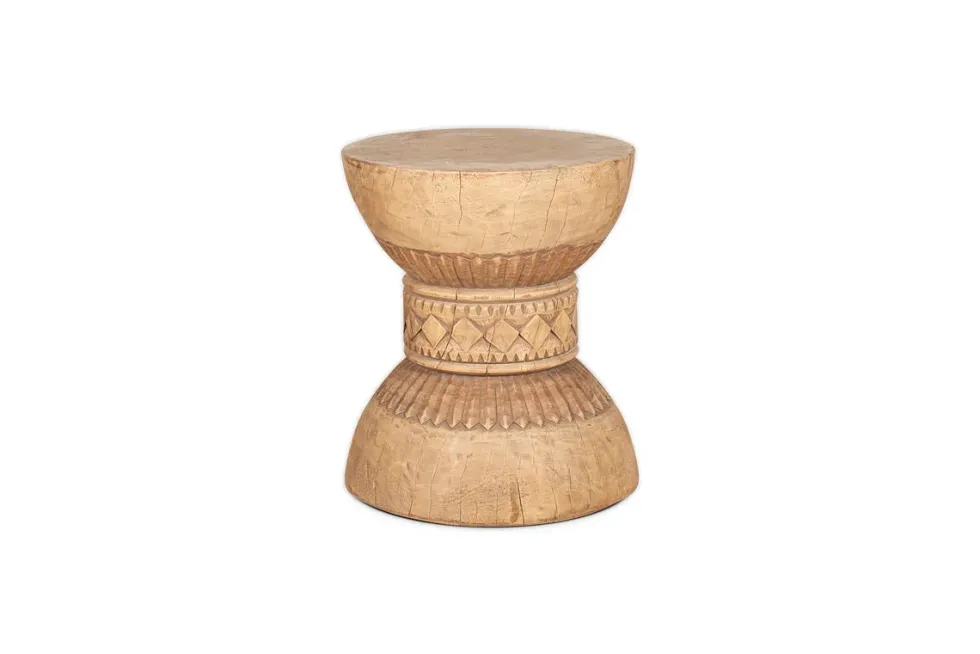 Taru Carved Side Table - Natural