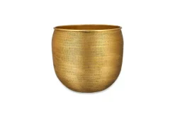 Tembesi Etched Planter - Antique Brass